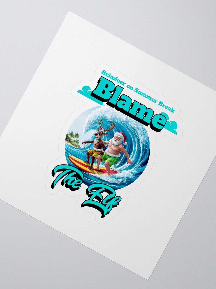 Surfing Santa and Reindeer Kiss Cut Stickers product image (3)