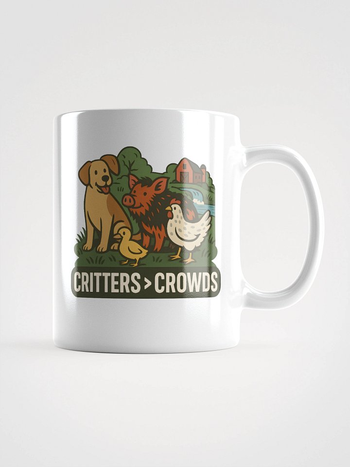 Critters over Crowds White Glossy Mug product image (1)