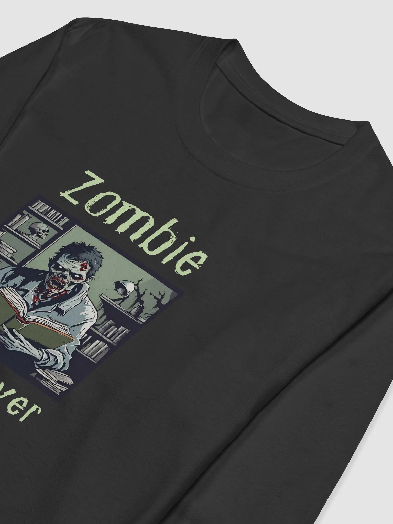 Zombie Book Lover Man Long Sleeve Shirt product image (3)