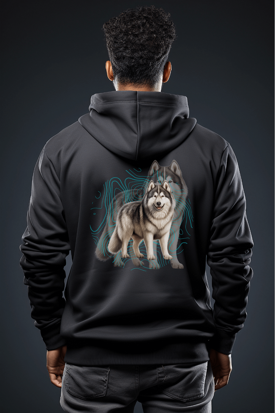 Dark Color Shadowed Alaskan Malamute Hoodie product image (1)