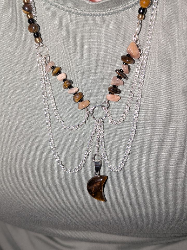 Tigers Eye Moon Pendant Necklace! product image (1)