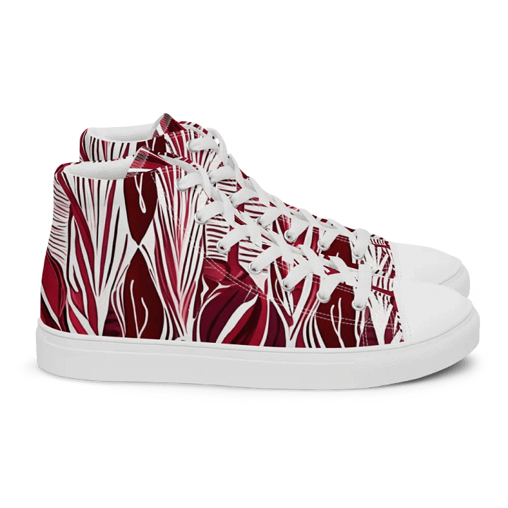 Women's Burgundy & White Abstract Art Painted High Tops product image (2)