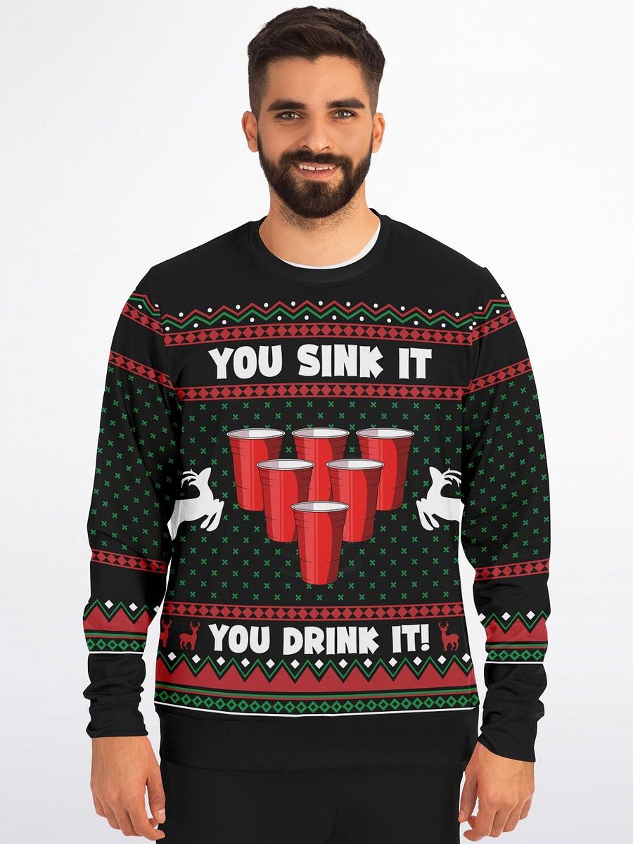 Festive Beer Pong Christmas Sweatshirt – 