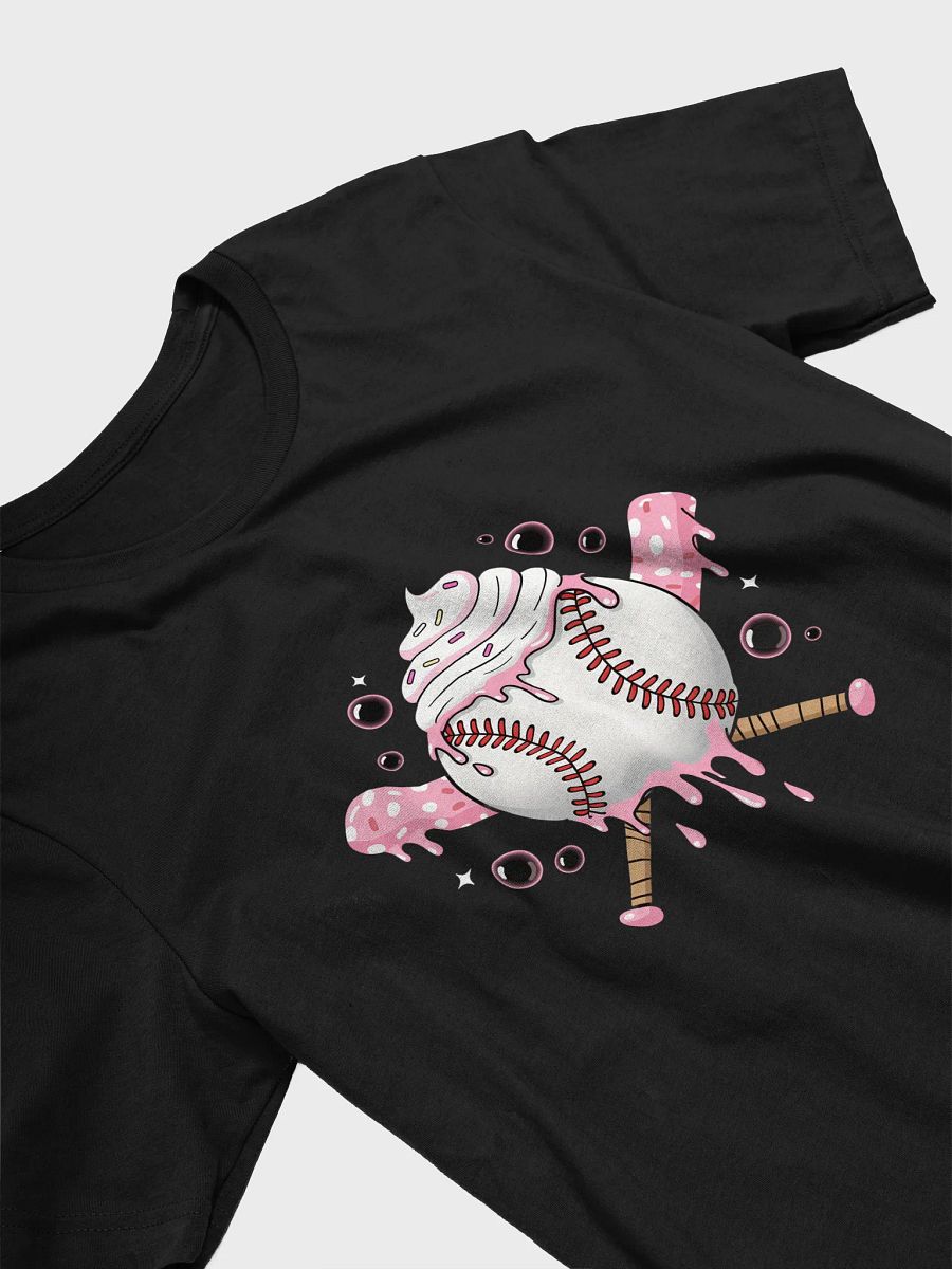 Sweet Softball Vibes T-Shirt – Cute Dripping Ice Cream Baseball & Pink Polka Dot Bats product image (9)