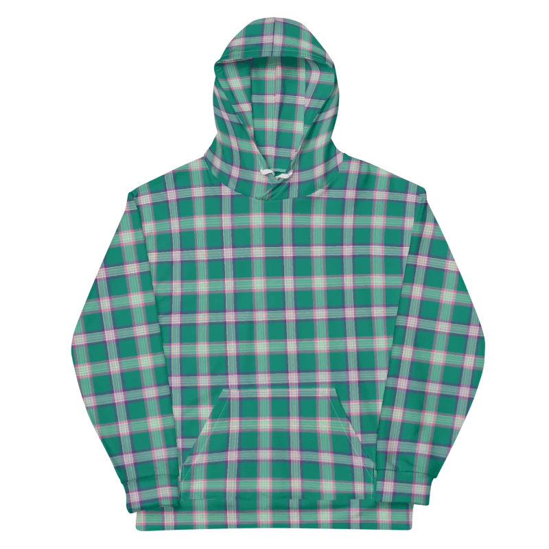 Emerald Green and Purple Plaid Hoodie product image (6)