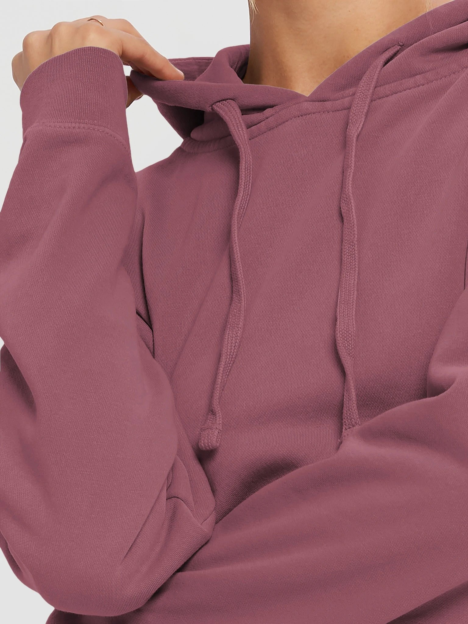 Plain Color Pigment Maroon Hoodie product image (6)