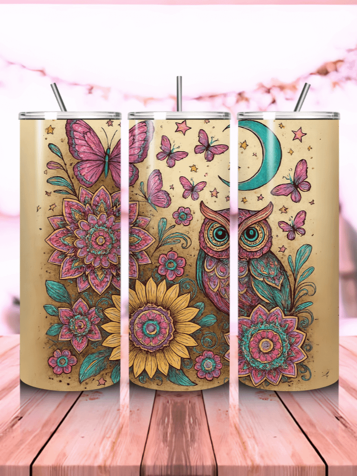 Celestial Boho Spring Butterfly Tumbler Wrap PNG – 20oz Skinny Sublimation Design with Ethereal Butterflies & Bohemian Floral Elements – Gift for Spring Lovers – 300 DPI Instant Digital Download product image (1)