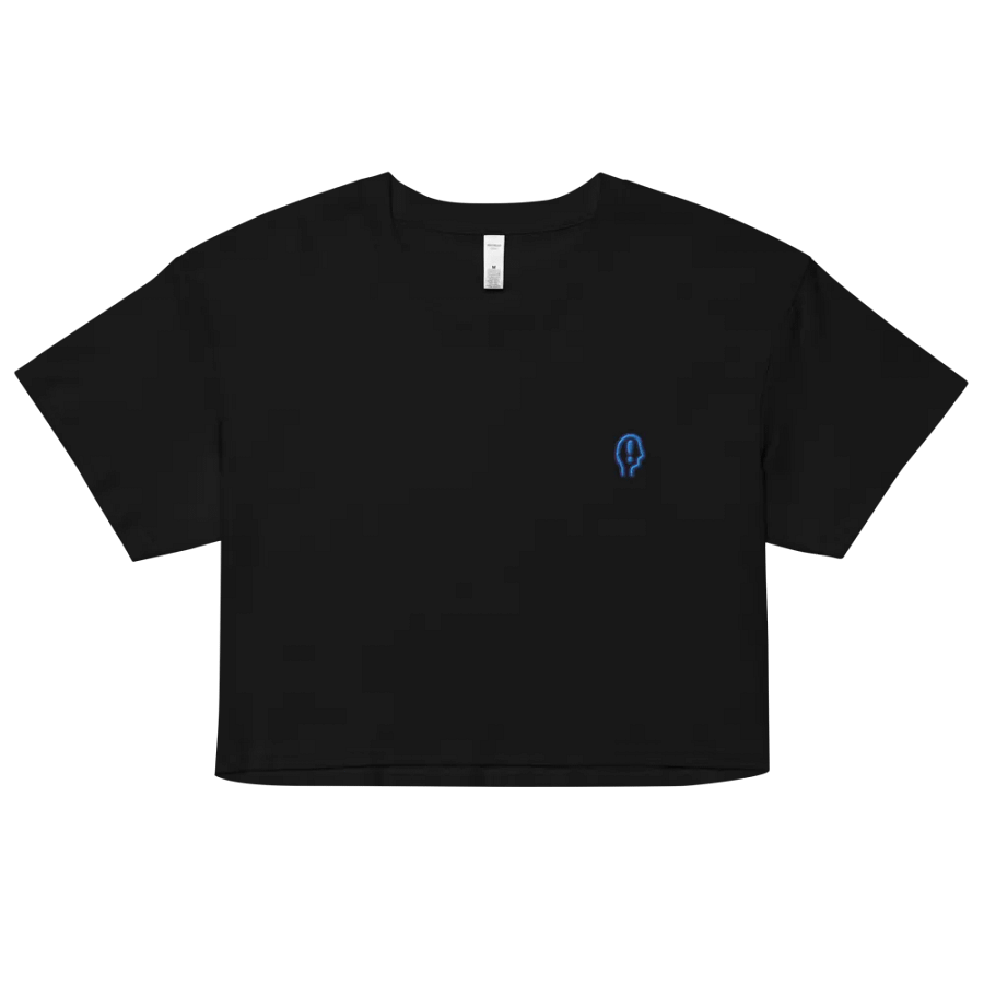 EXCLAIMING MENTALLY (L.C., electric) embroidered cotton crop top product image (1)