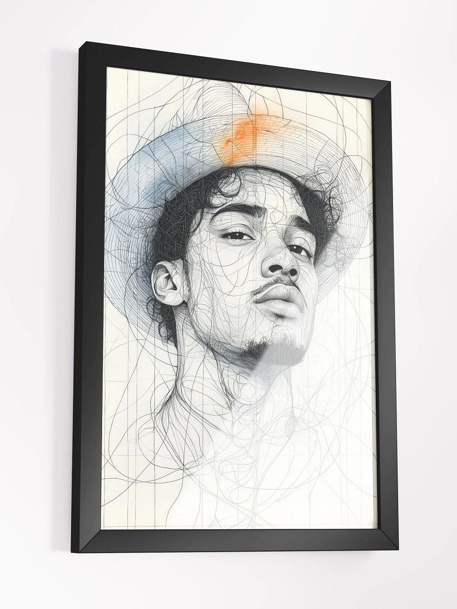Confident Gaze: Minimalist Portrait of a Young Man in a Hat product image (3)
