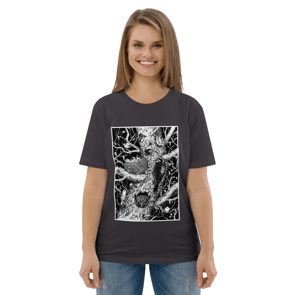 Birds of the wilderness - organic cotton, b&w print product image (4)