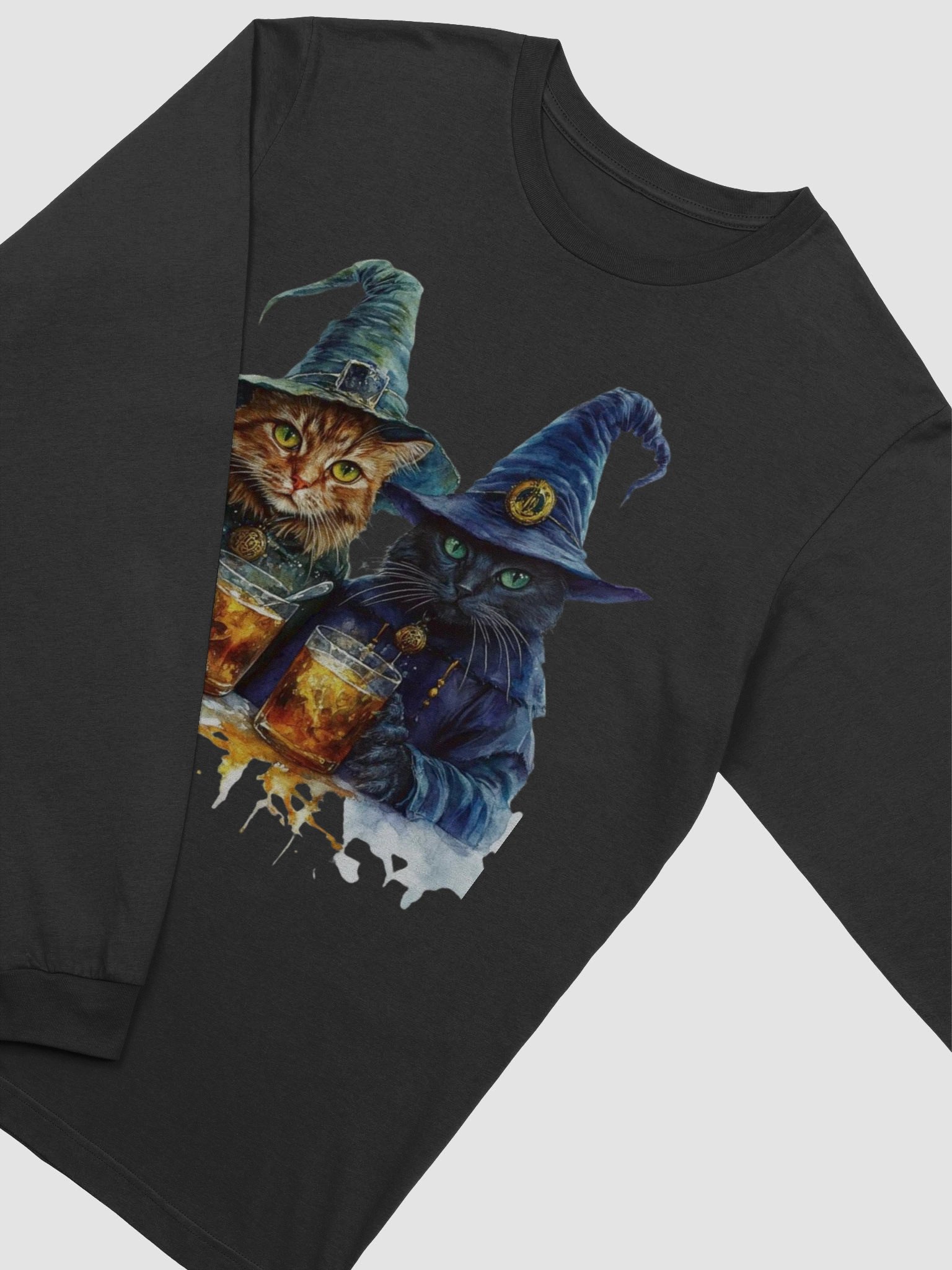 Whimsical Wizard Cats Long Sleeve T-Shirt product image (2)