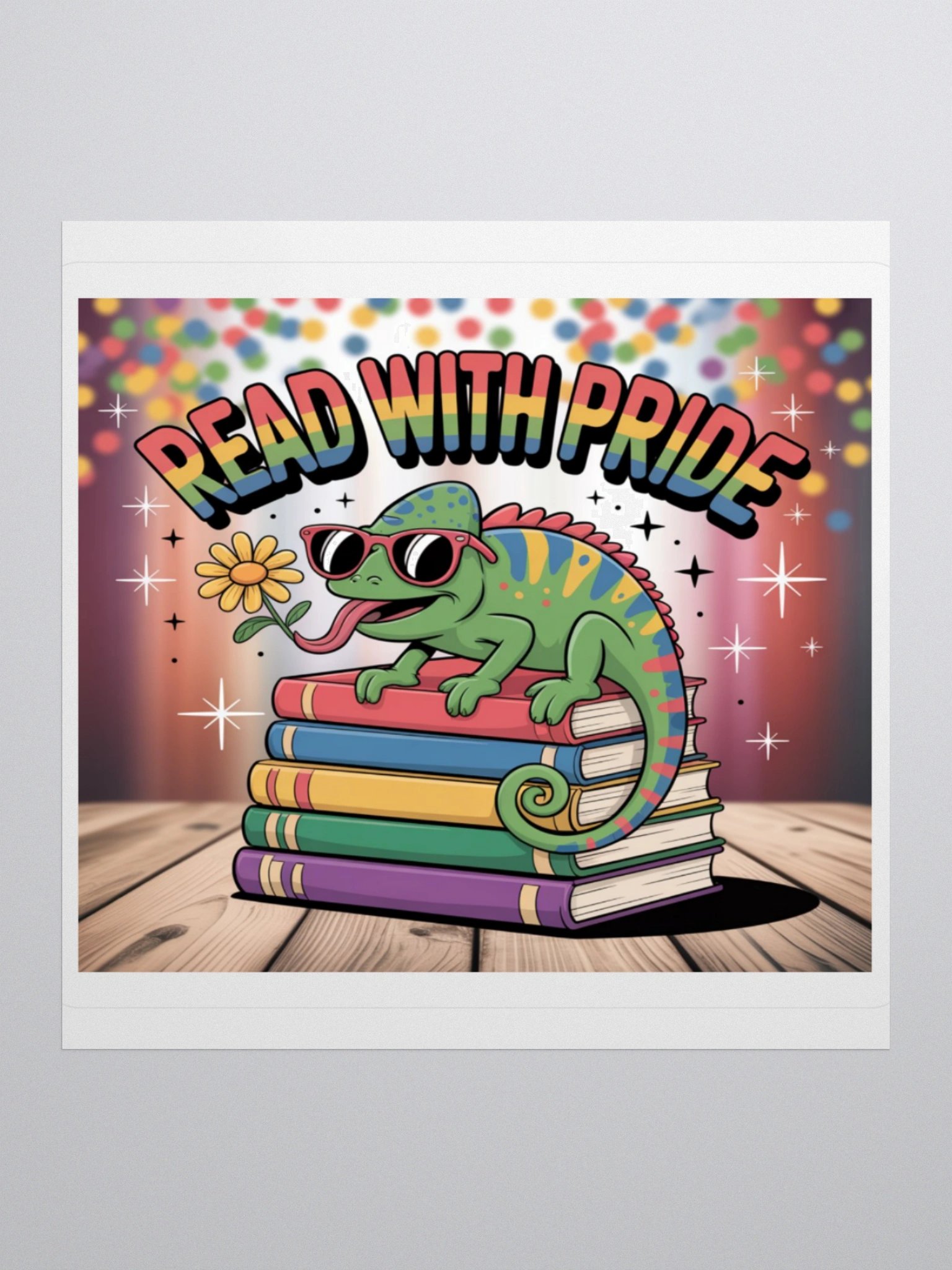 LGBTQ+ Pride Sticker - Read With Pride Chameleon Design product image (1)