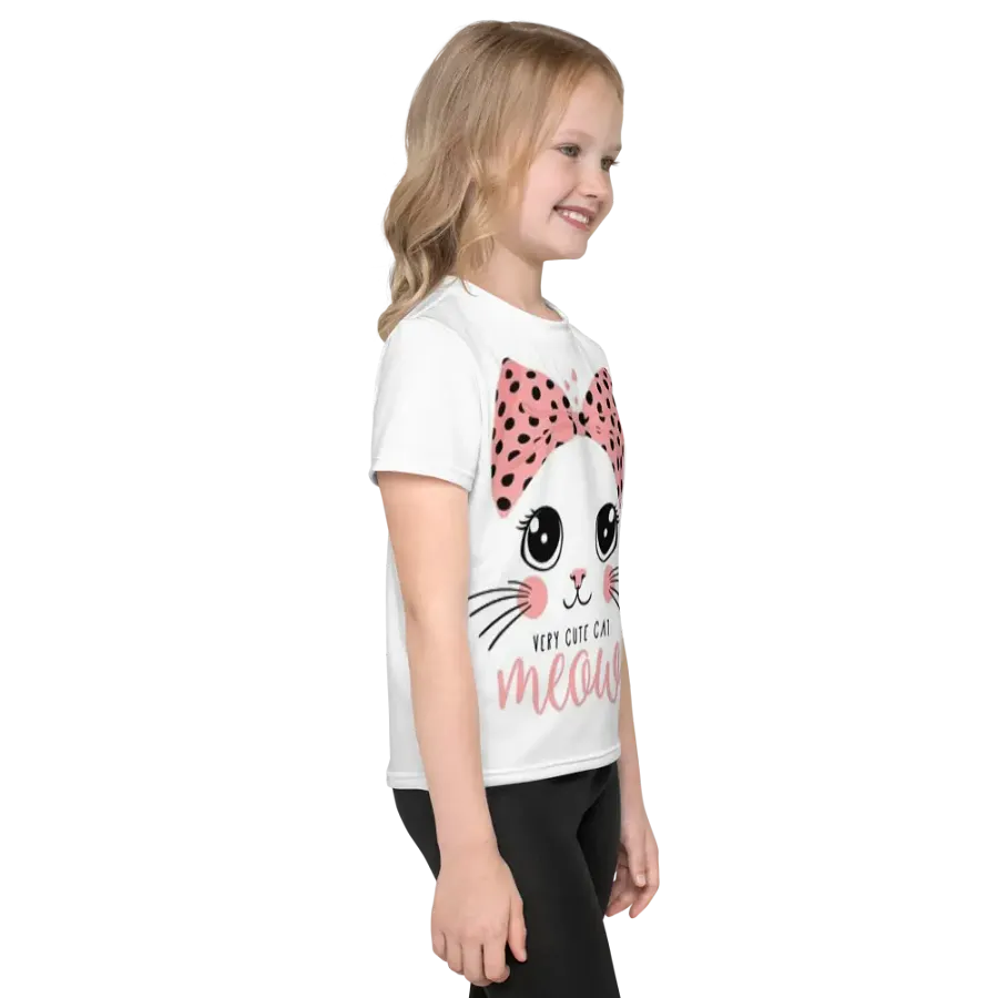 Kids Crew Neck T-Shirt Cute Cat product image (4)