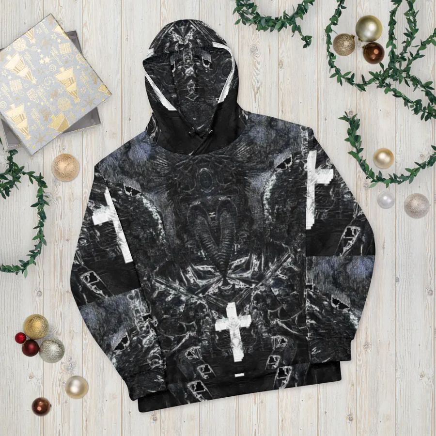 Gothic Cruciform Angel Unisex AOP Hoodie product image (10)