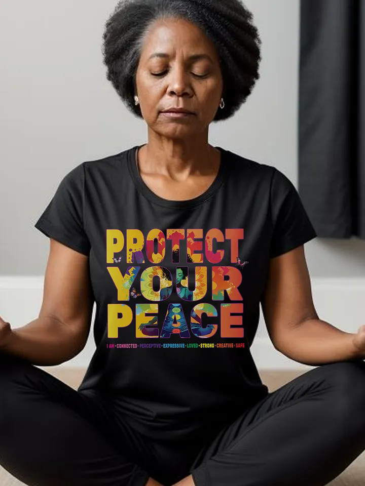 African American Woman Protect Your Peace 7 Chakra Meditation Yoga Pose Spirituality product image (1)