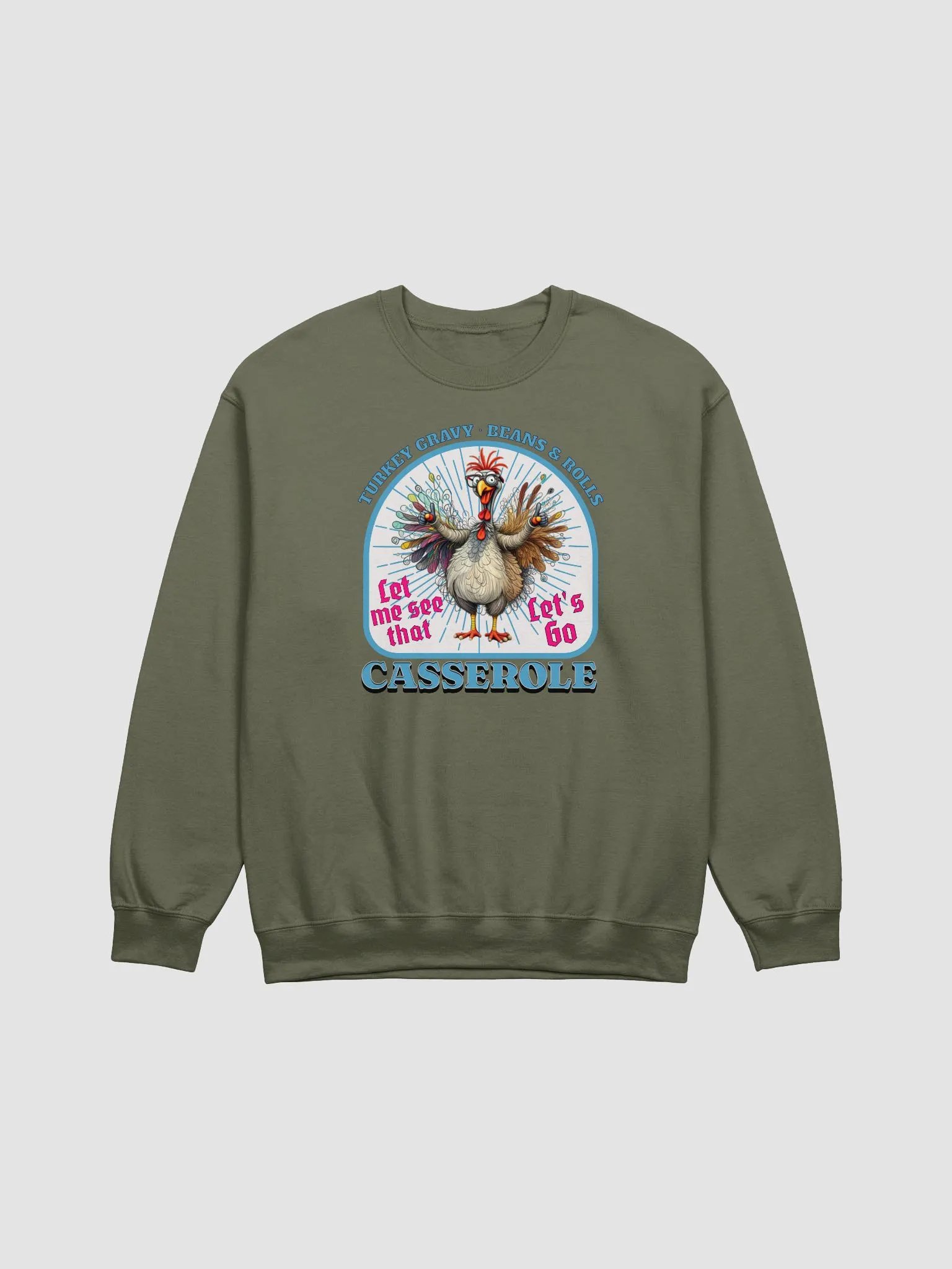 Turkey Gravy Beans And Rolls Casserole Quirky Crewneck product image (11)
