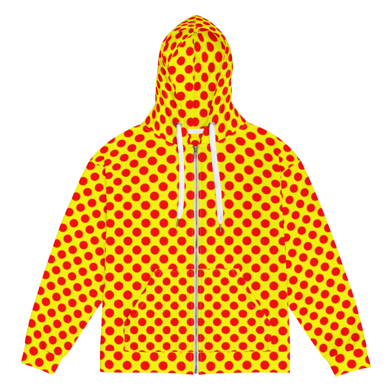 Red Polka Dots on Yellow Unisex Zip Hoodie product image (1)