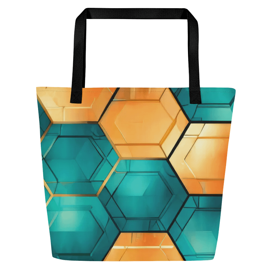 Hexagonal Harmony: Teal and Gold Geometric Fusion product image (2)