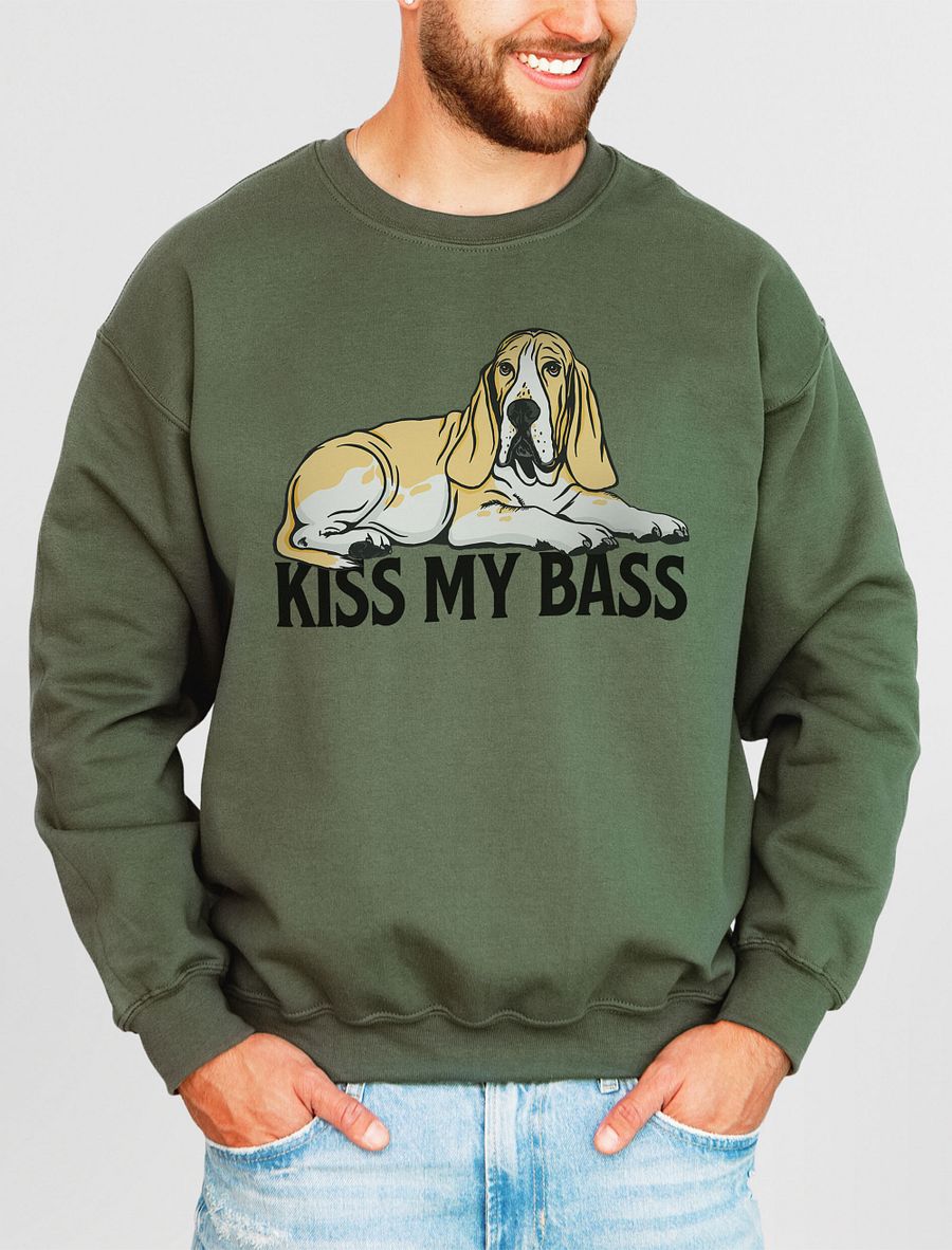 Kiss My Bass Sweatshirt | Funny Shirt for Basset Hound(Lemon) Owners product image (14)