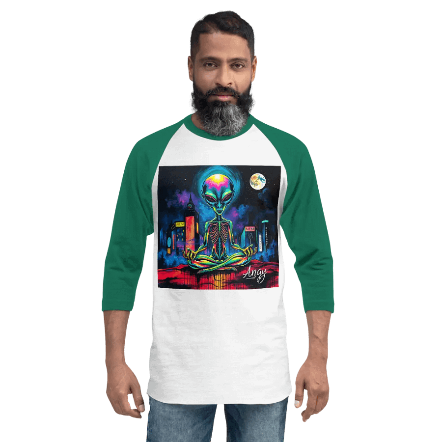 Neon Meditation Alien Raglan Tee product image (2)