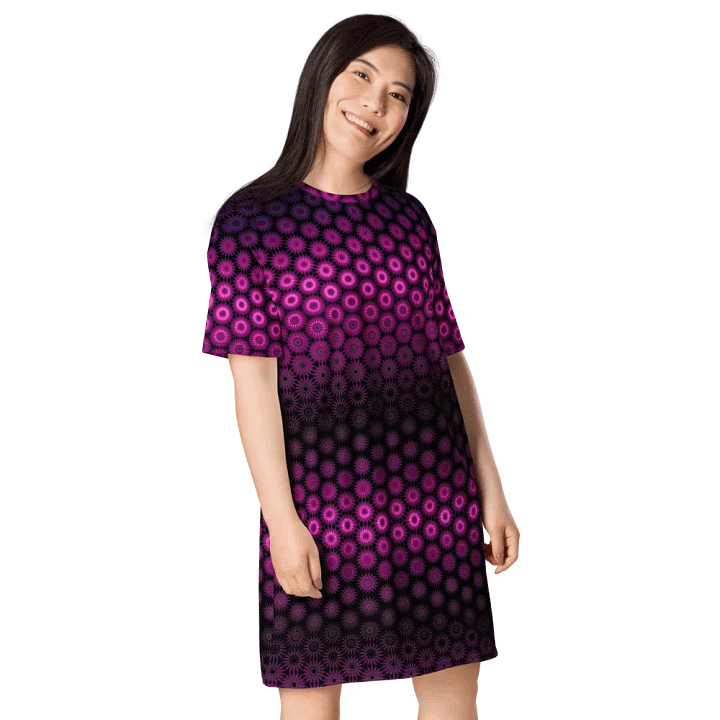 Abstract Raspberry and Black Pattern Ladies T Shirt Dress product image (2)