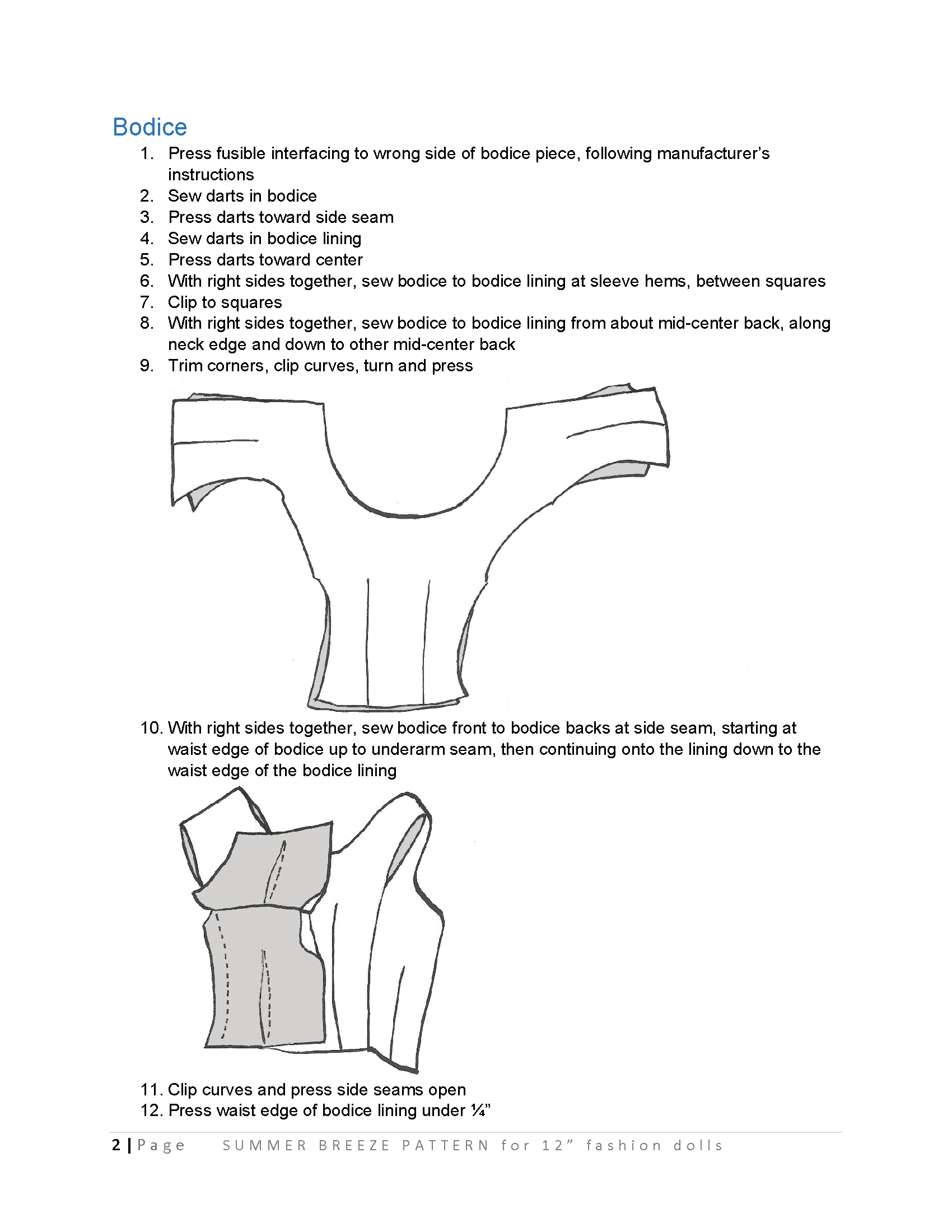 Summer Breeze sewing pattern for 12" fashion dolls product image (3)