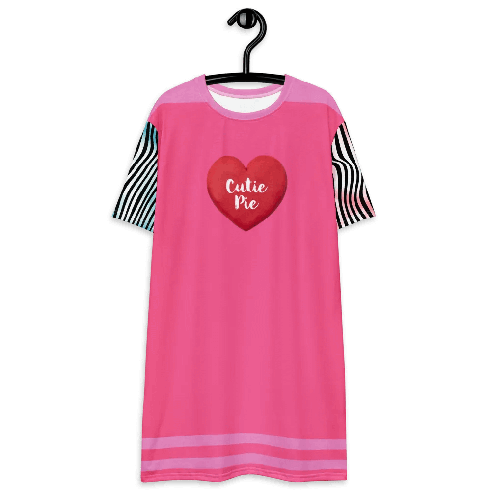 "Cutie Pie" Pink Stripe Oversized T-Shirt Dress product image (12)