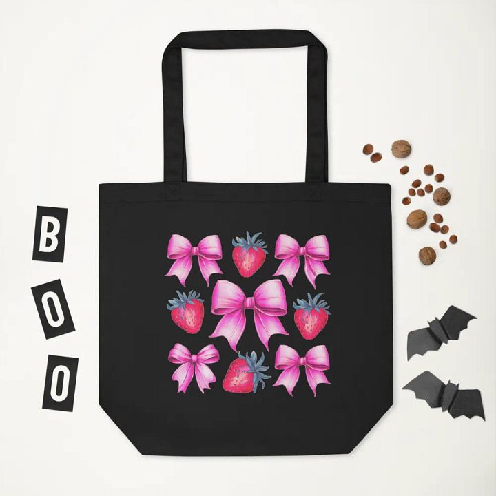 Sweet Strawberry and Bow Tote Bag product image (2)