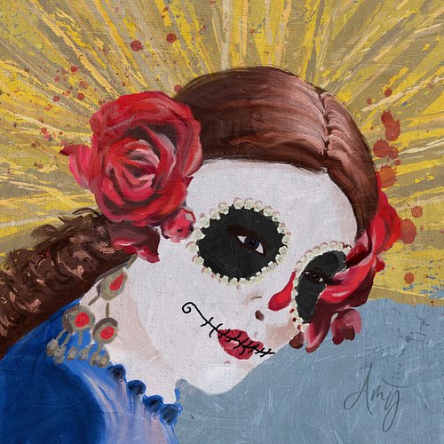 I wanted to replicate (somewhat) the Dia de los Muertos lady I did the other day - in a ¾ view. A bit more challenging, but d...