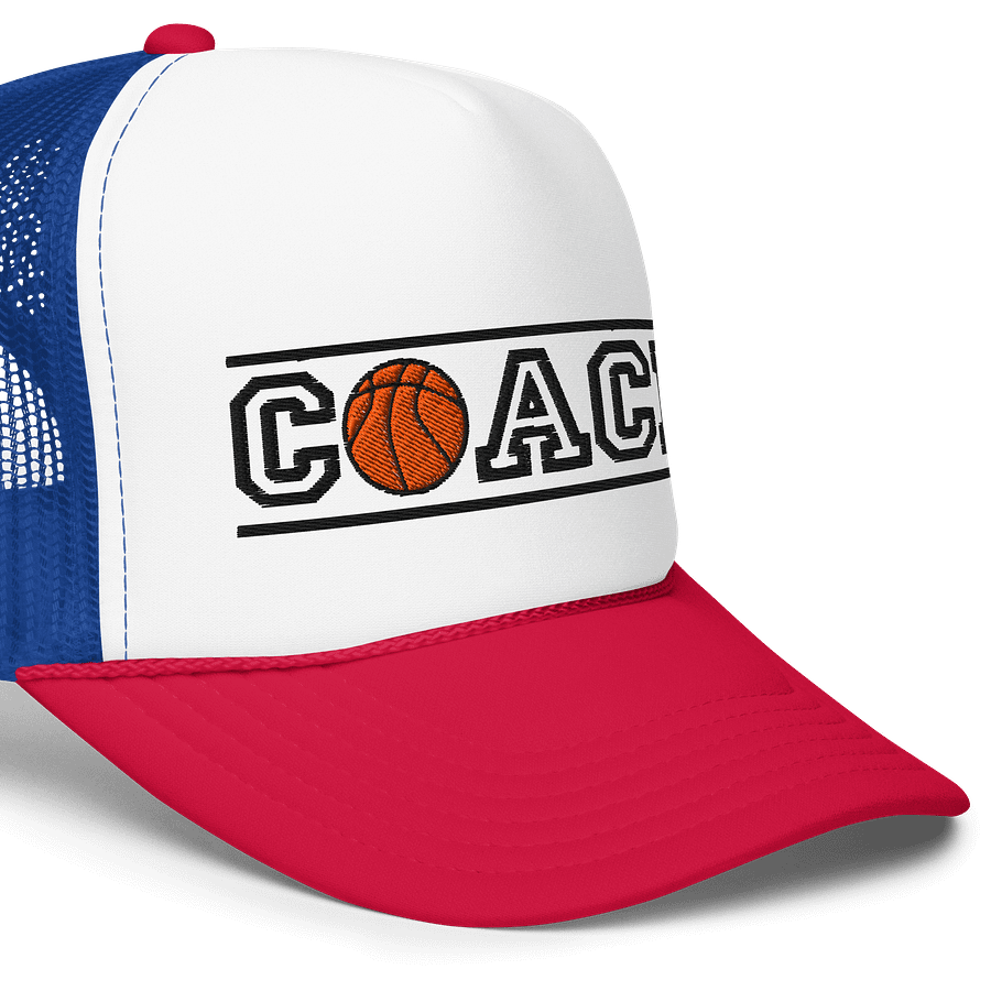Basketball Coach Foam Trucker Hat – High Profile Snapback with Embroidered Design product image (11)