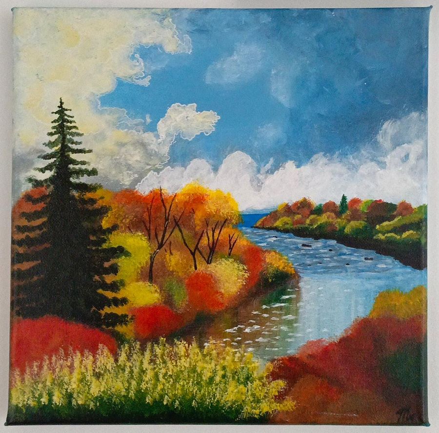 AUTUMN'S EMBRACE: A TRANQUIL DANCE OF TREES AND RIVER product image (1)