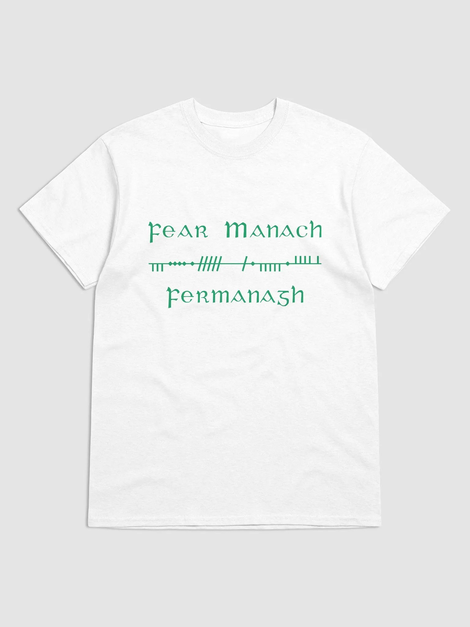 Fermanagh/Fear Manac Scholastic style Ogham white printed T-shirt product image (1)