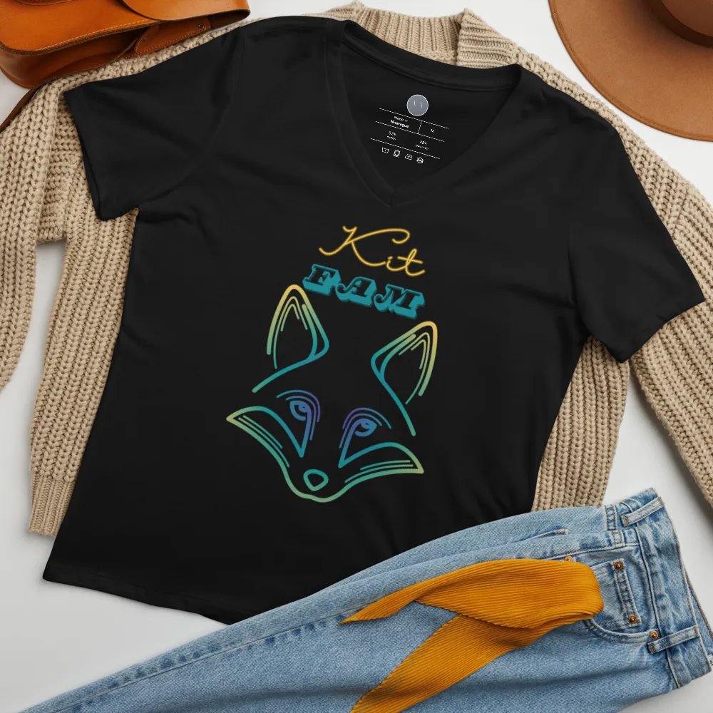 Kit Fam Fitted Fox V-Neck Tee product image (19)