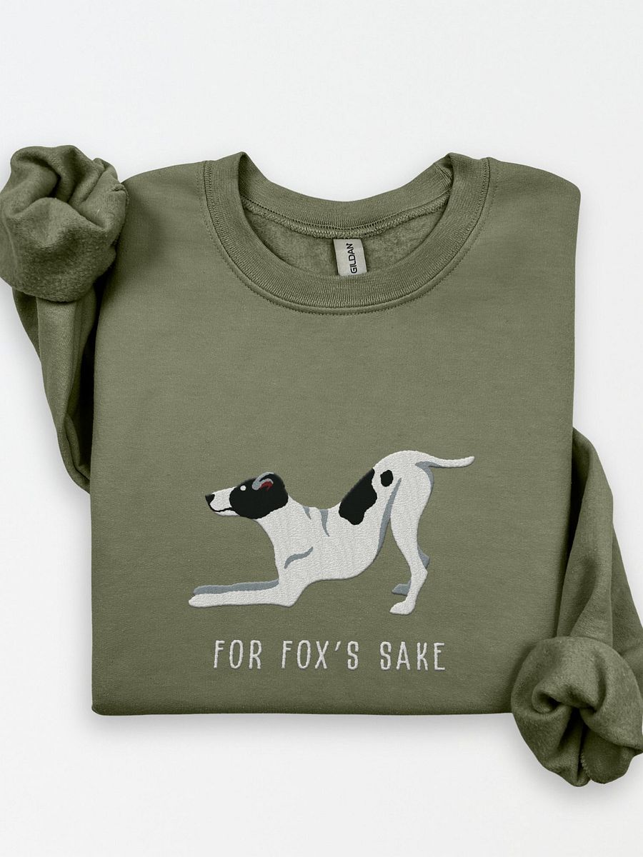 For Fox's Sake Sweatshirt (Embroidered) of a Smooth Fox Terrier(Black & White) product image (1)