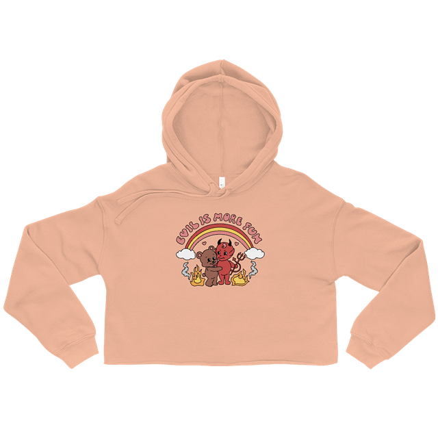 Evil Is More Fun Crop Hoodie - Peach product image (1)