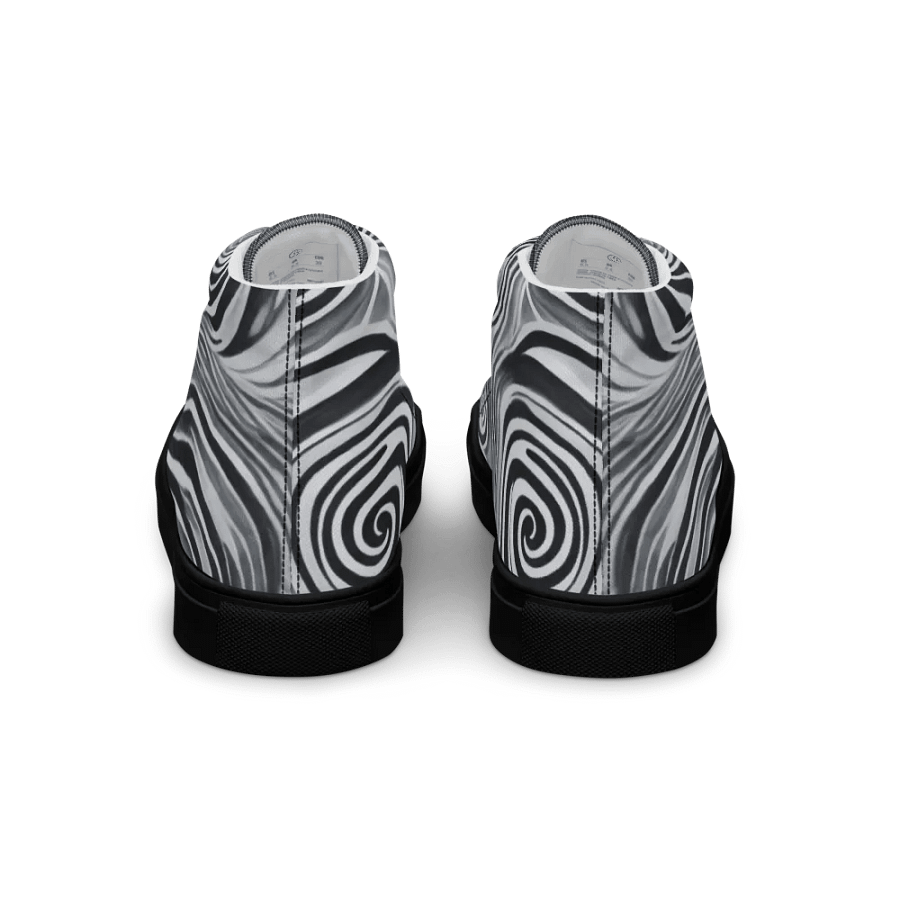 Funky Black and White Noir Liquid Tie-Dye Women's High-Top Canvas Shoes product image (4)