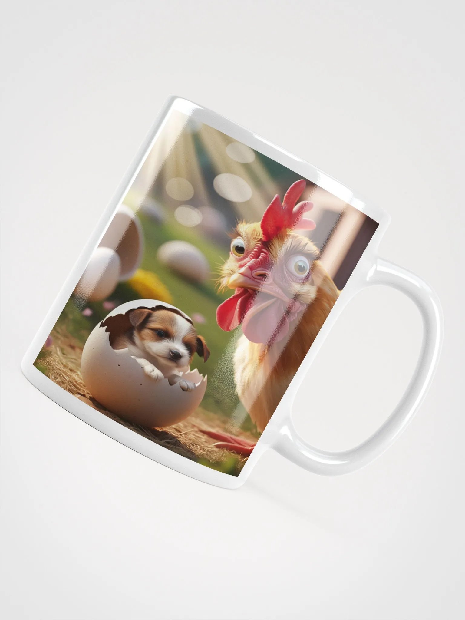 Shocked Chicken & Puppy Glossy White Mug product image (4)