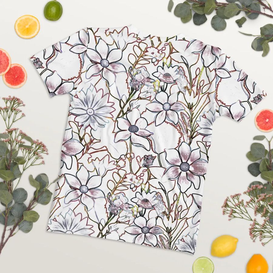 Line art White and Brown/Gray Floral/All-Over Print Scrunchie by Sublicolor product image (8)