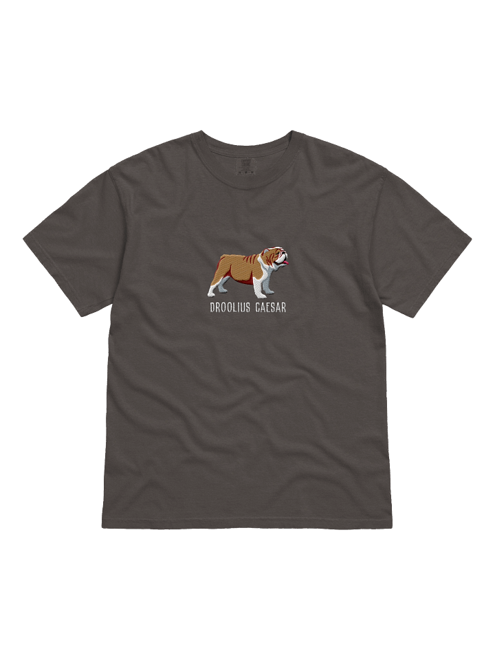 Droolius Caesar T-Shirt(Embroidered) of a English Bulldog(Tan & White) product image (1)