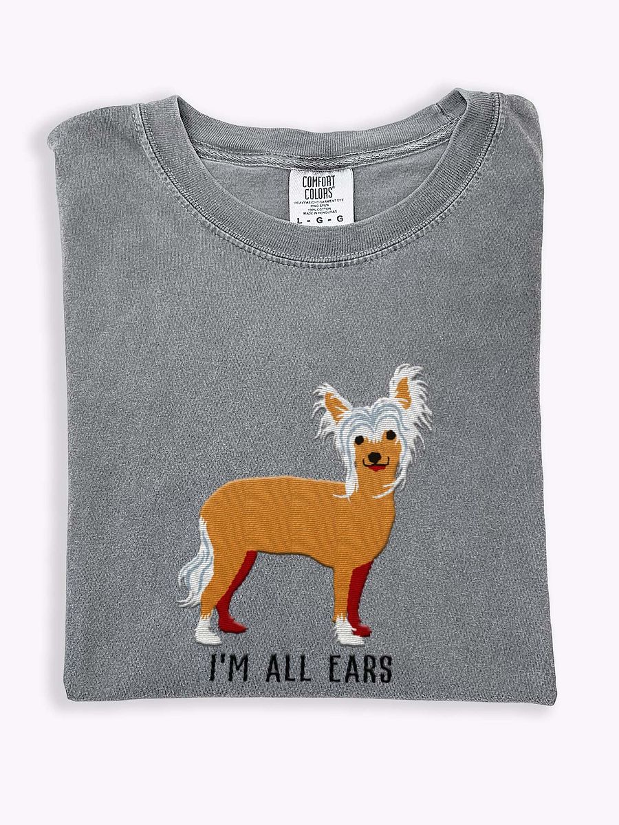 I'm All Ears T-Shirt(Embroidered) of a Chinese Crested Dog(Tan) product image (1)