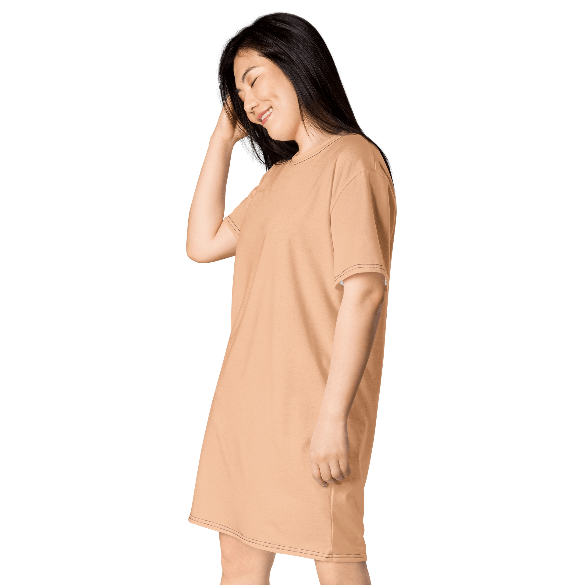 Peach Oversized T-Shirt Dress | Stretchy Fabric | Casual or Formal Style | Sizes 2XS-6XL | Exclusive Design product image (3)