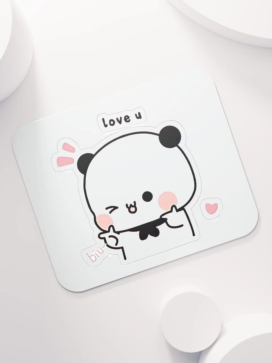 "Cute Panda Love Sticker Mouse Pad – Adorable & Expressive Design" 🐼💖 product image (7)