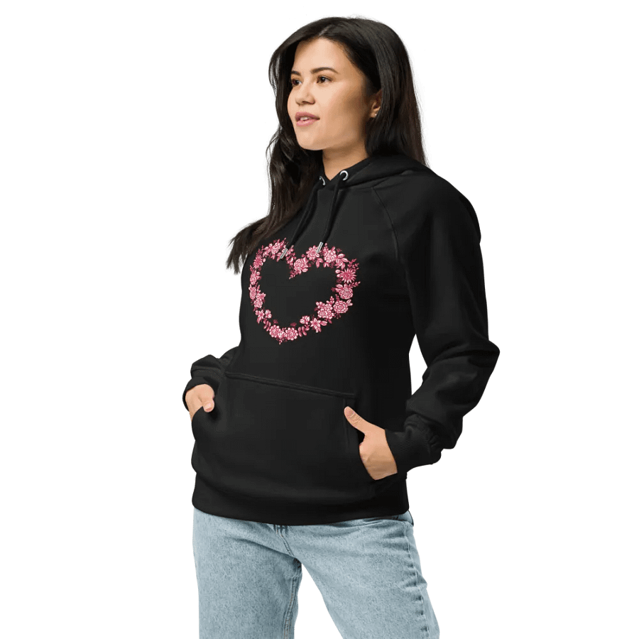 Red Floral Heart Unisex Eco Raglan Hoodie product image (1)