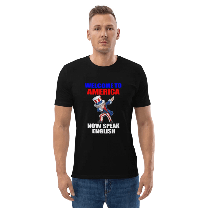 WELCOME TO AMERICA NOW SPEAK ENGLISH FUNNY GREETING SHIRT product image (2)