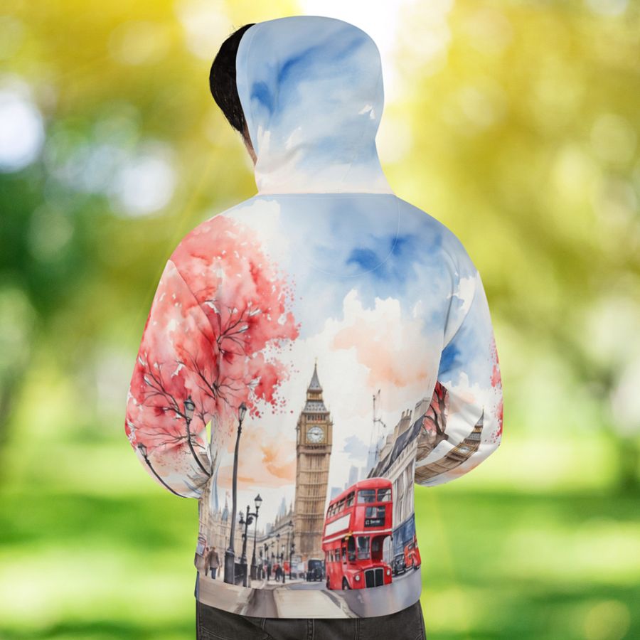 London England Watercolor All Over Print Hoodie product image (4)
