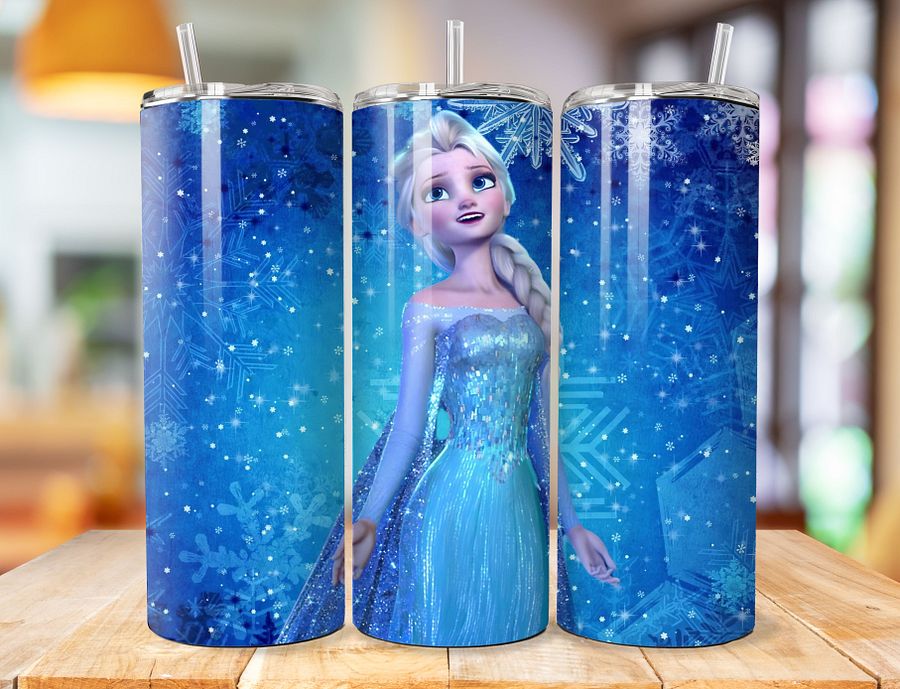 Elsa 20 oz Stainless Steel Tumbler – Frozen Glimmering Blue Dress Design product image (1)