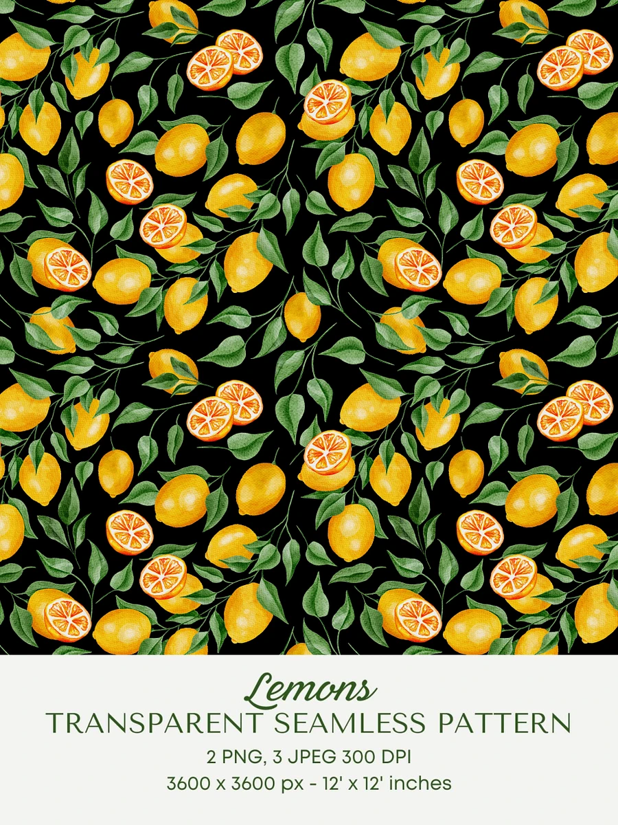 Single Lemon Seamless Pattern No4. Premium Watercolor product image (1)