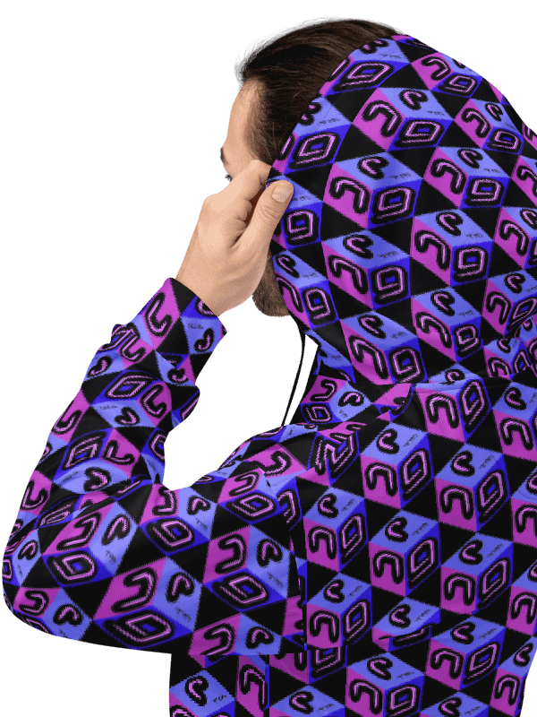 Next Generation Records Recyled Hoodie All Over Print NGR Cube Logo product image (3)