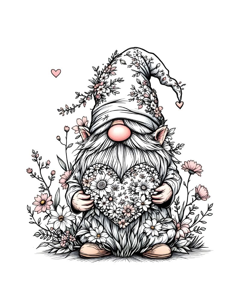 22 Floral Gnome with Heart Clipart Designs, Bloomcore Clipart Collection, Digital Art Supplies product image (7)