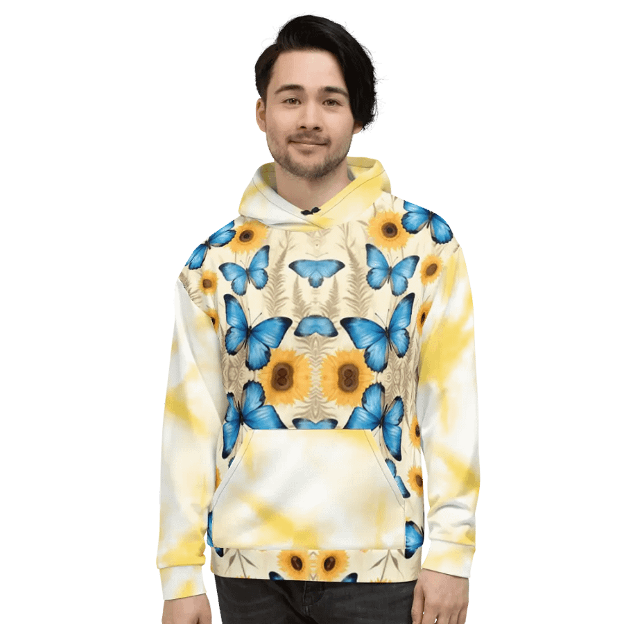 Sunflower and Butterfly Beauty All-Over Unisex Hoodie product image (9)
